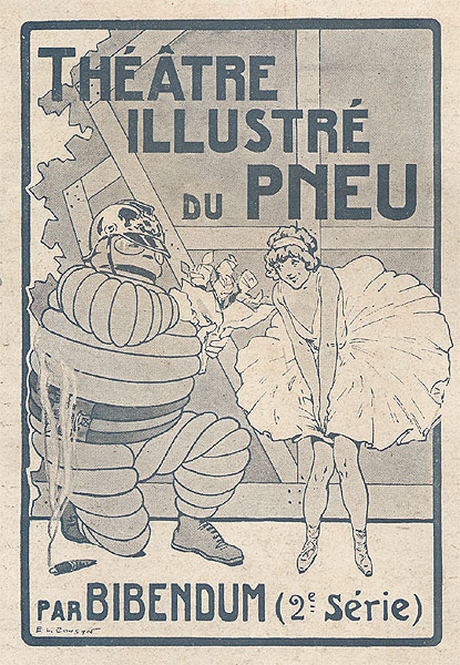 Couverture en noir et blanc d'un des 2 albums du théatre illustré du pneu Michelin.