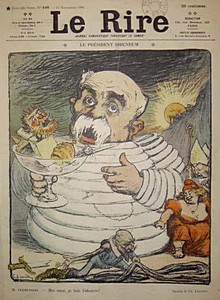 M. Clemenceau. - Moi aussi, je bois l'obstacle !  'Le Président Bibendum', dessin de Léandre, Le Rire n°198 17/11/1906.